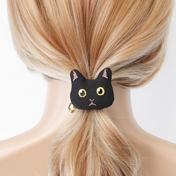 Elastico per capelli con ricamo a forma di gatto, fermaglio per capelli con personaggio - Italia