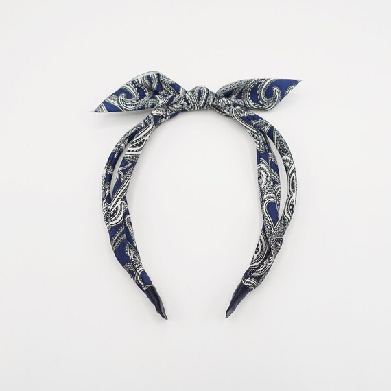 Paisley Print Bow Knot Triple Fabric Strand Headband Unique  display picture 3