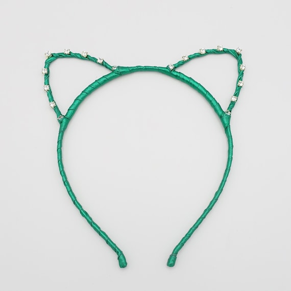 Katzenohren Haarband Mit Silbernen Kristallen – Niedlicher Haarschmuck Für Knoten & Styling