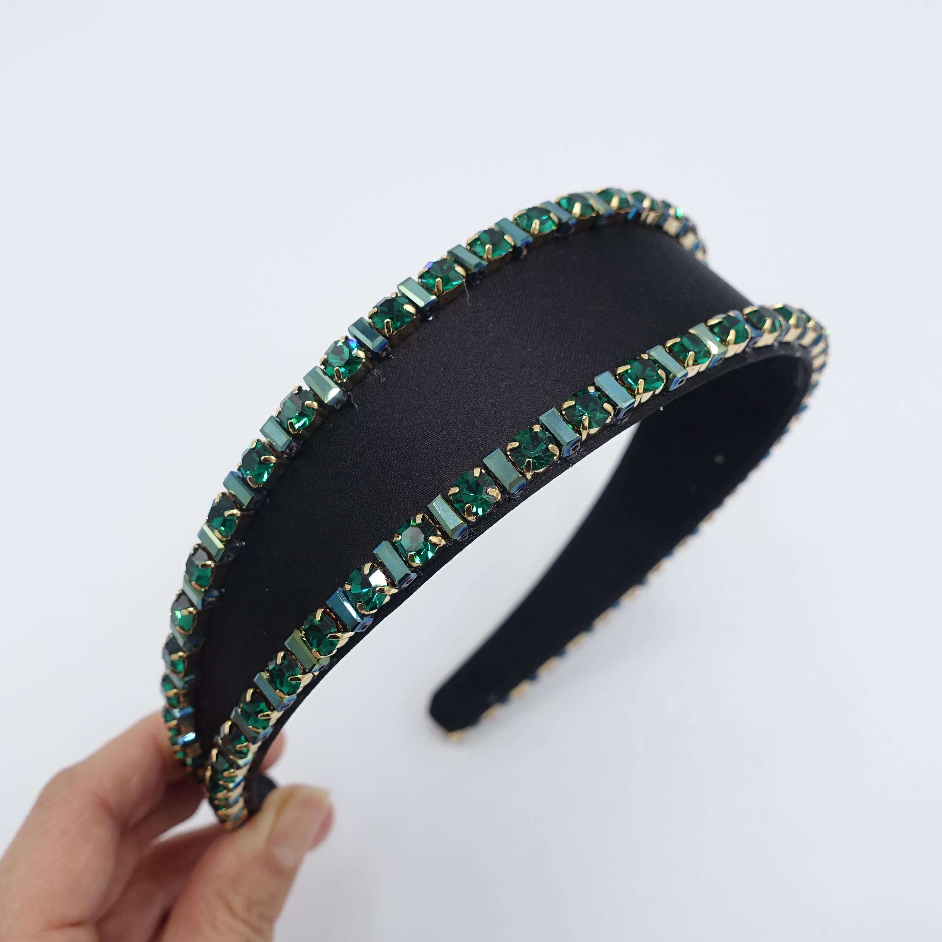 High Fashion Satin Rhinestone Headband Wecoe Rhinestone Headband - Sparkly Gold Diamond Padded  main image 3