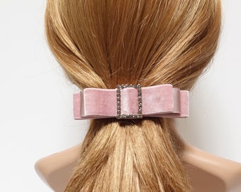 rectangle rhinestone buckle velvet hair bow barrette women hair accessory
