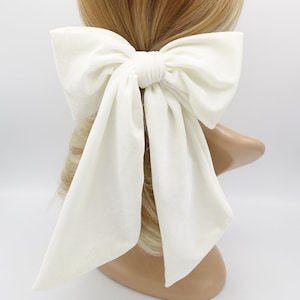 giant velvet bow french barrette wide tail women hair accessory