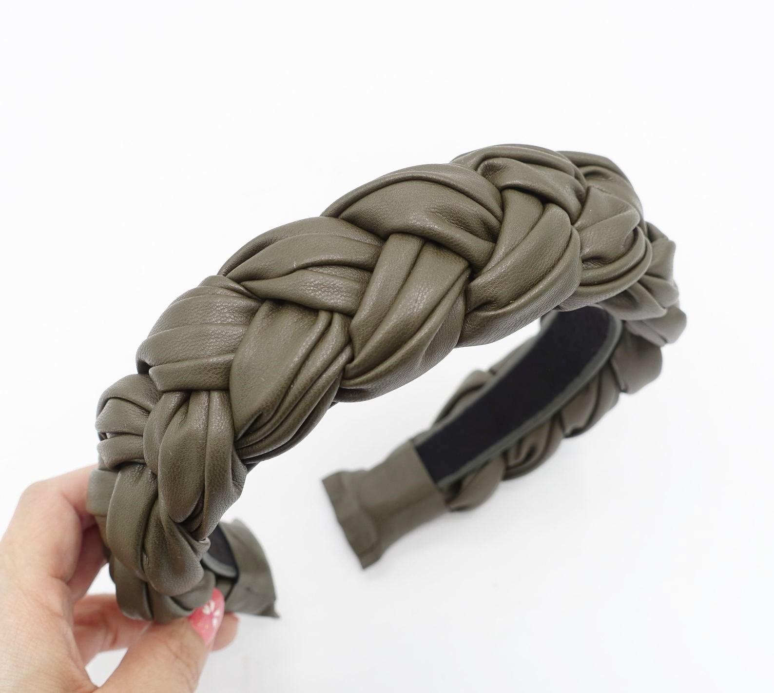 Leather braided headband chunky plaited stylish hairband | Etsy