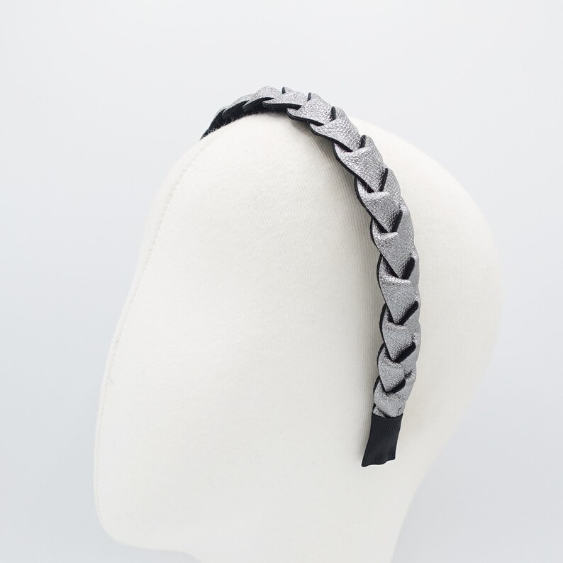 Glossy faux leather braided headband mediumwide hairband hair Etsy