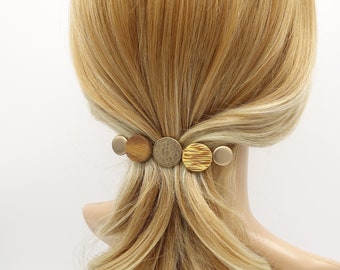 wood metal embellished hair barrette nacre hair clip for women