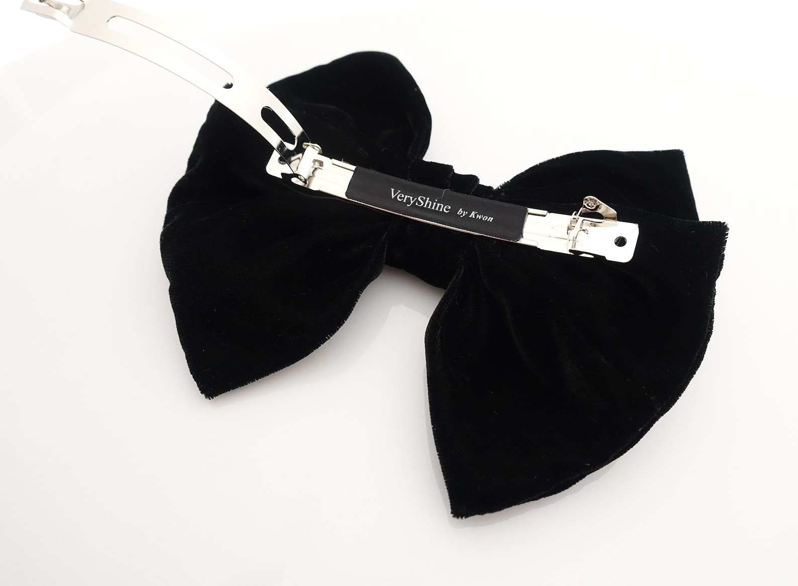 Black Silk Velvet Hair Bow Barrette Layered French Hair Etsy