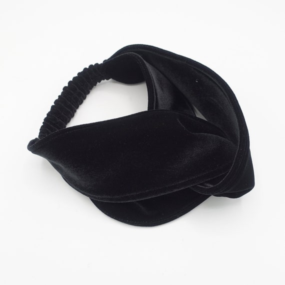 Velvet Wide Headband Soft Stretchy Hair Accessory for Women Teal Velvet Twist Headband: Wide Stretch Turban Headwrap  main image 4
