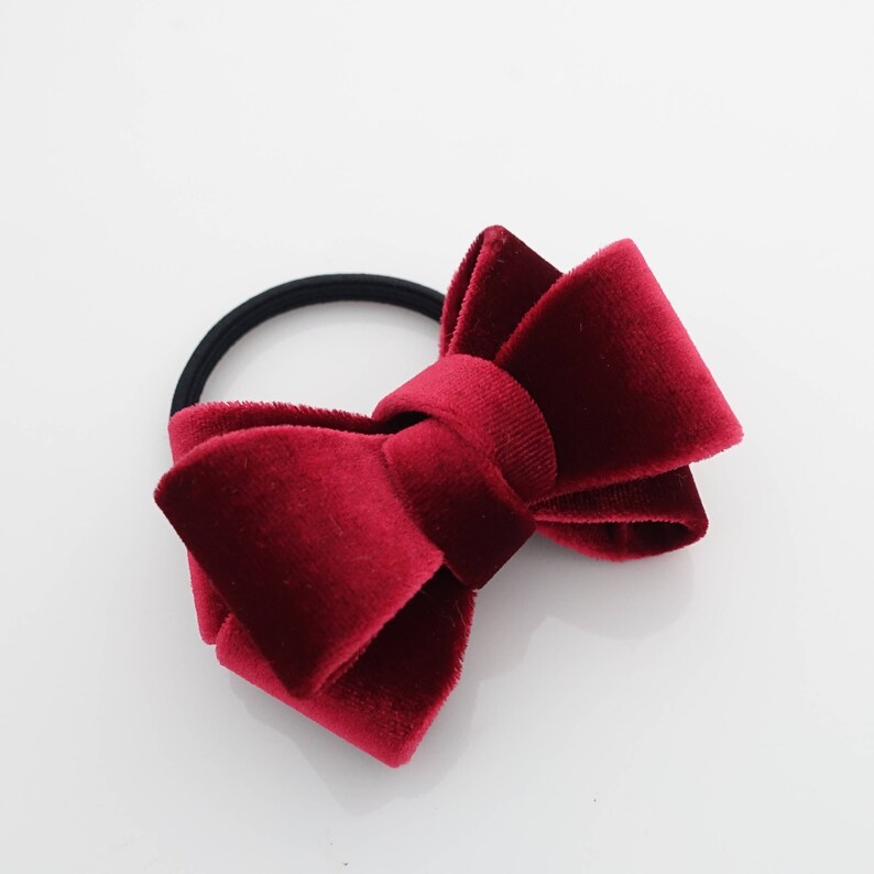 Velvet 3 wings Hair Bow Elastic Ponytail Holder Etsy