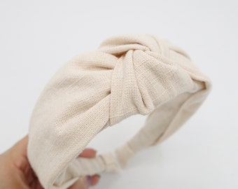 linen blend fabric top knot headband basic style hairband women hair accessory