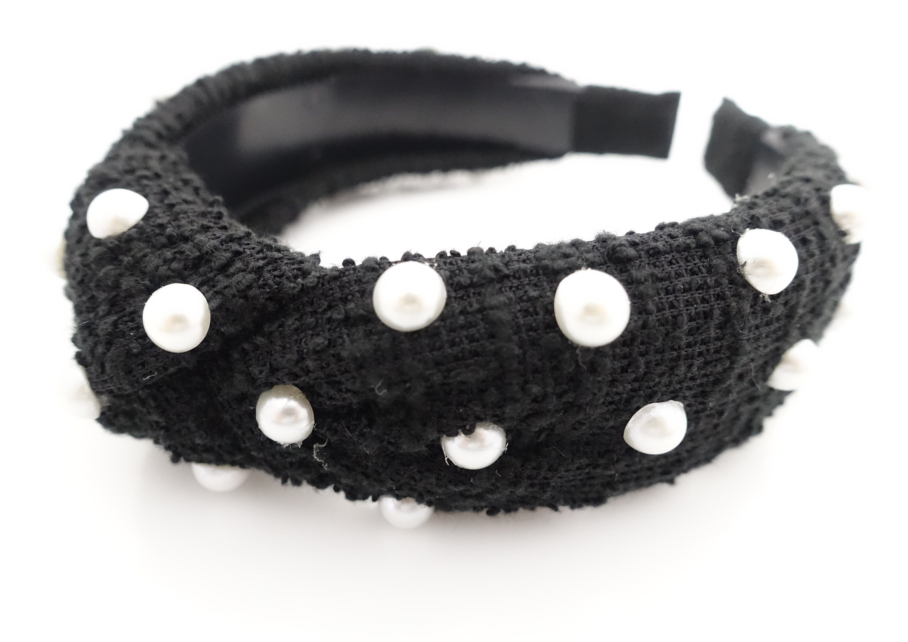 Handmade Cotton Elastic Pearl Headband 27