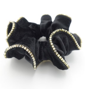 crystal rhinestone decorated velvet scrunchies women hair elastic tie scrunchy