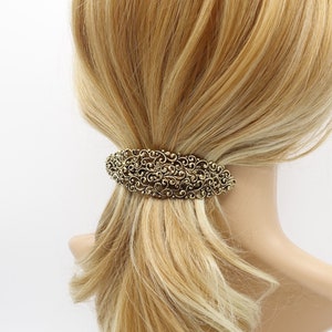 Baroque Steel Hair Barrette: Antique Style Flower & Leaves