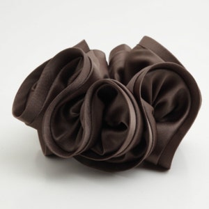 satin hair scrunchie hair tie Women solid color scrunchy ponytail Hair tie accessory in scrunchies Brown