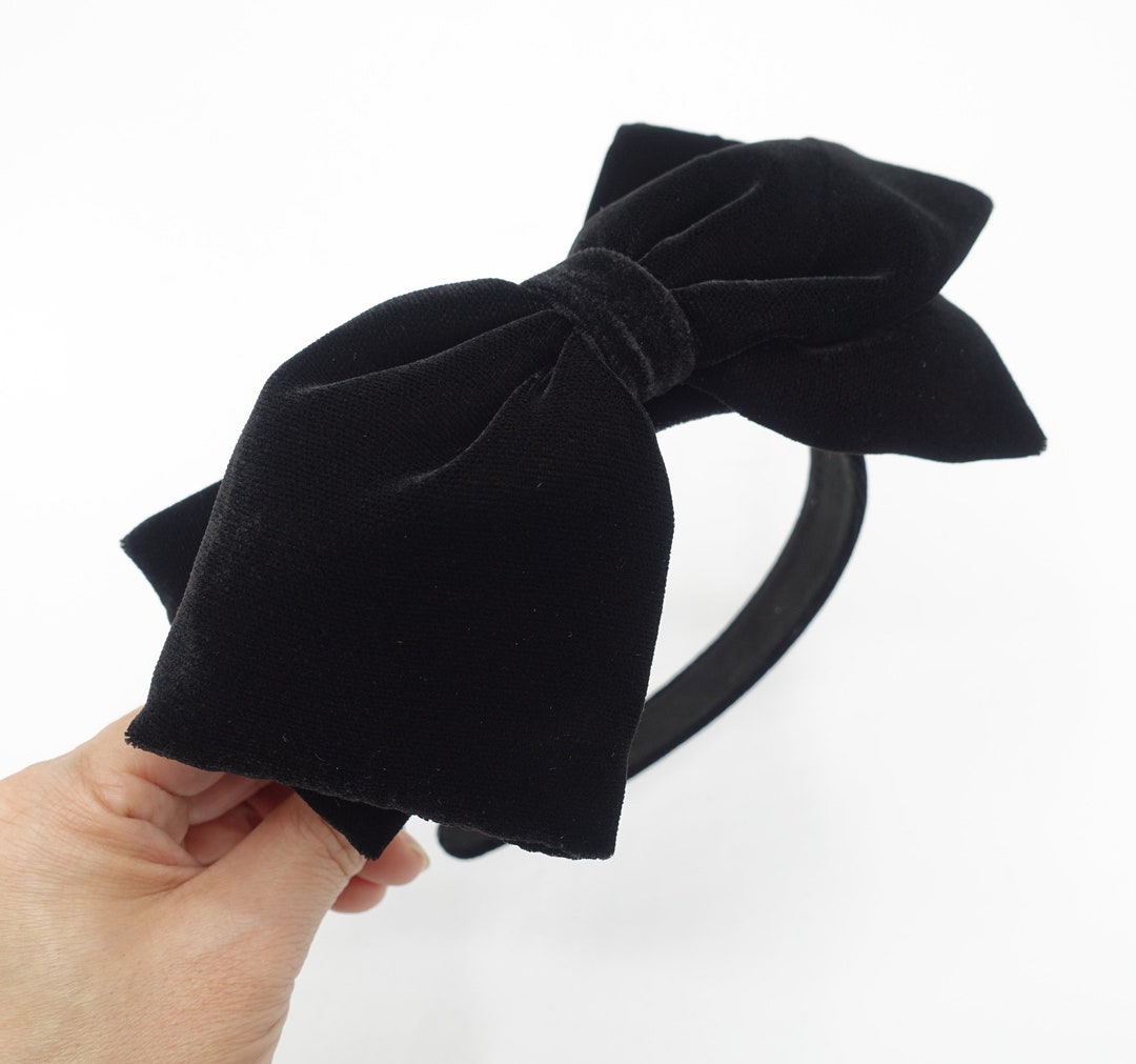 Velvet Bow Headband Padded Silk Velvet Bow Hairband Luxury Women Hair