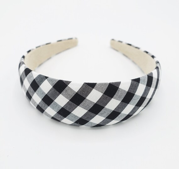 Gingham Check Headband Lightly Padded Hairband Casual Hair