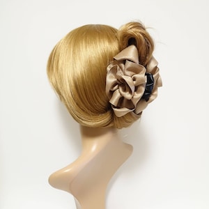 Handmade Satin Flower Hair Claw: Pearl Glitter Hair Jaw Clamp