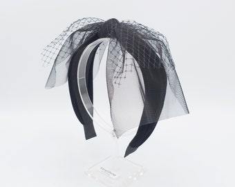 black mesh veil bow knot headband fascinator hairband