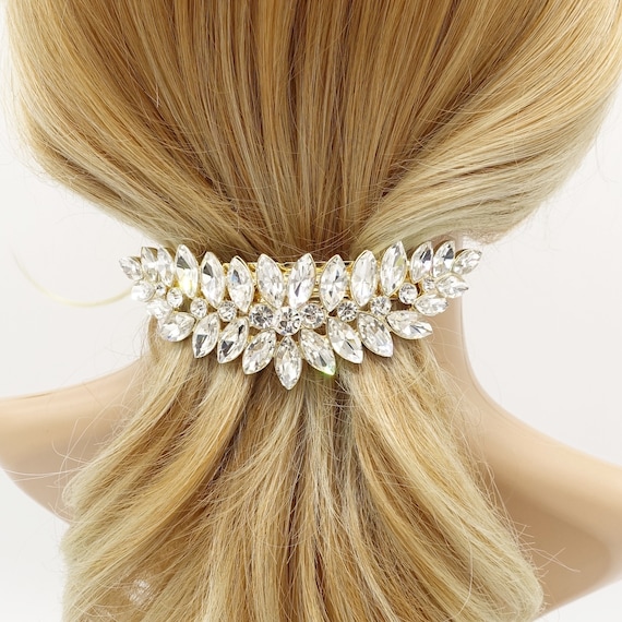 Rhinestone Leaf Hair Barrette Bling Hair Accessory for Women  display picture 1