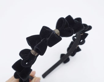 Velvet Bow Headband: Tiny Bow Embellished Hair Accessory
