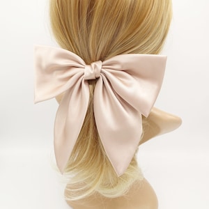 satin hair bow regular size pointed tail glossy hair accessory for women