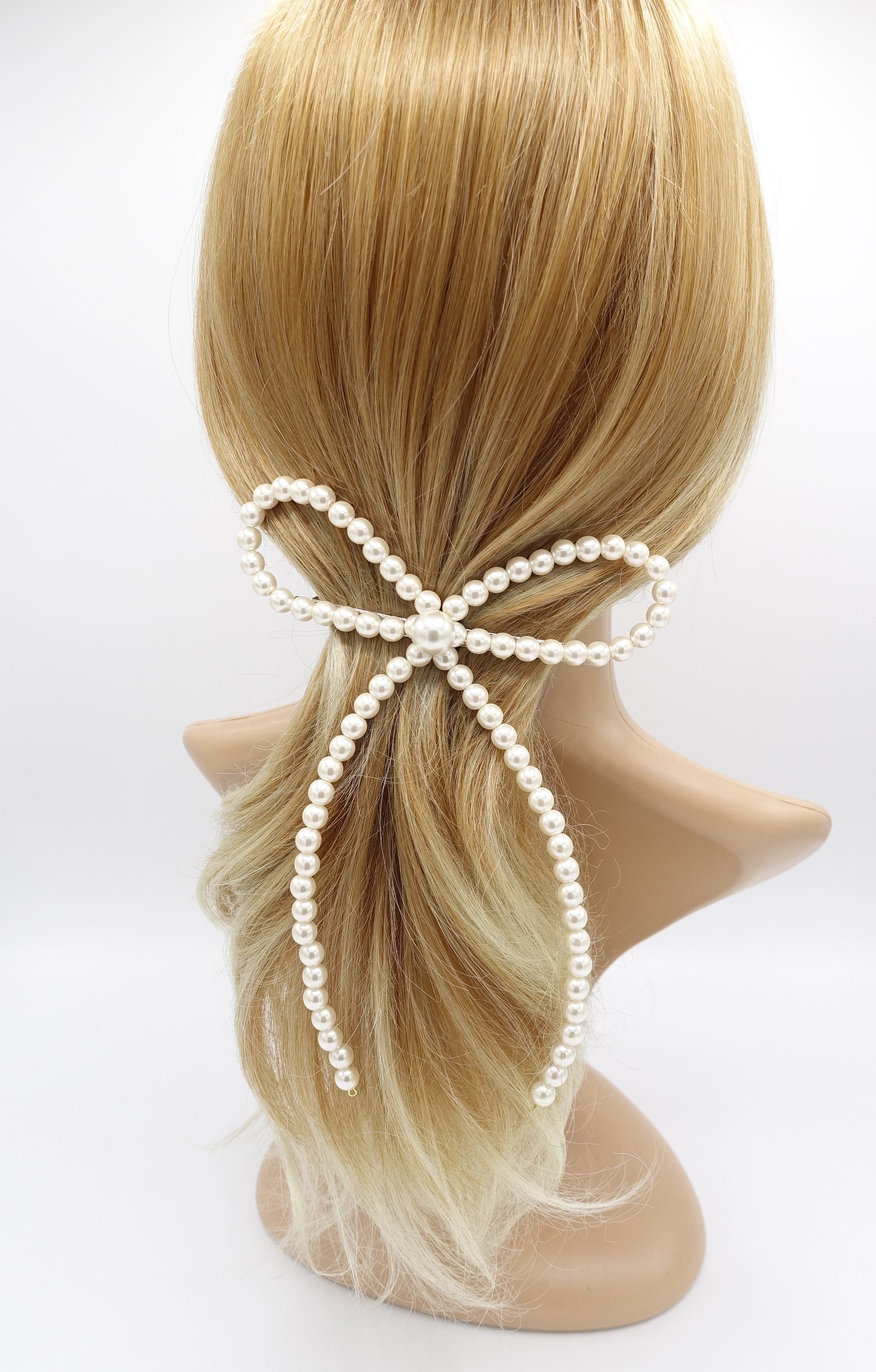Faux Pearl Bow Hair Clip — DazzleBar