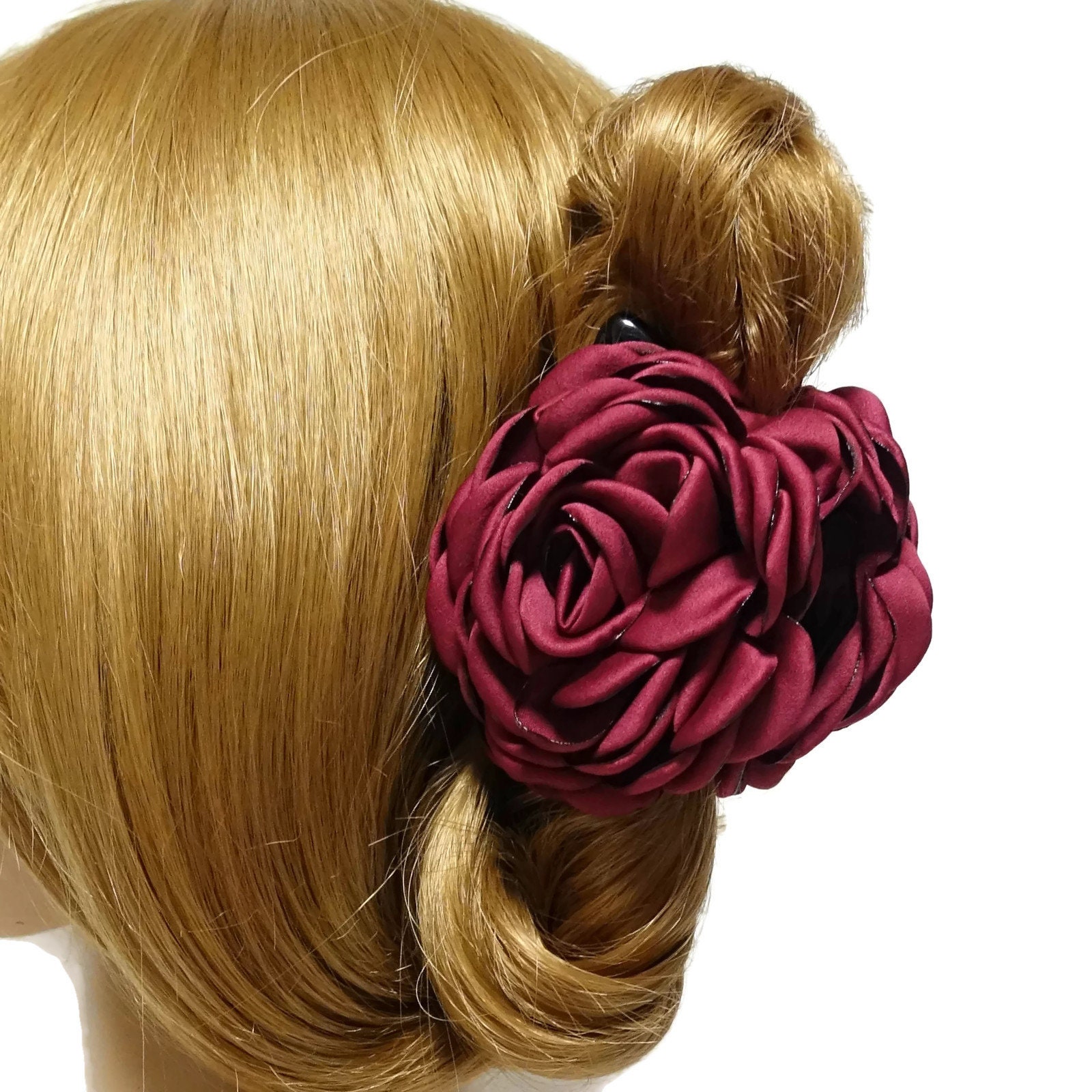 Rose Flower Hair Claw Clip Discolored Petal Flower Hair Clamp Etsy