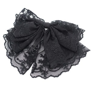 floral lace drape bow translucent mesh bow hair accessory for woman
