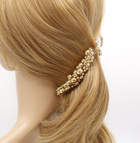 Beaded Banana Hair Clip: Metallic Ball Design - Etsy