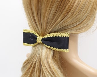 golden edge satin hair bow