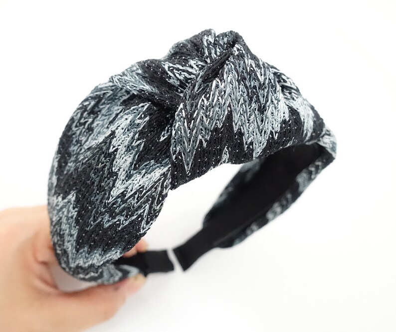 Zig Zag Stripe Headband Knot Knit Hairband Stylish Woman Hair Etsy