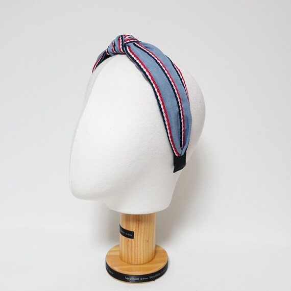 Denim Knot Headband Stripe Line Edge Denim Hairband Woman  display picture 3