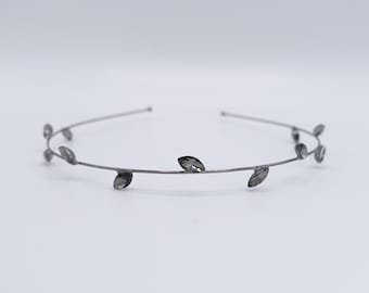 Crystal Leaf Headband, Dainty Rhinestone Vine Tiara, Minimalist Bridal Hair Accessory