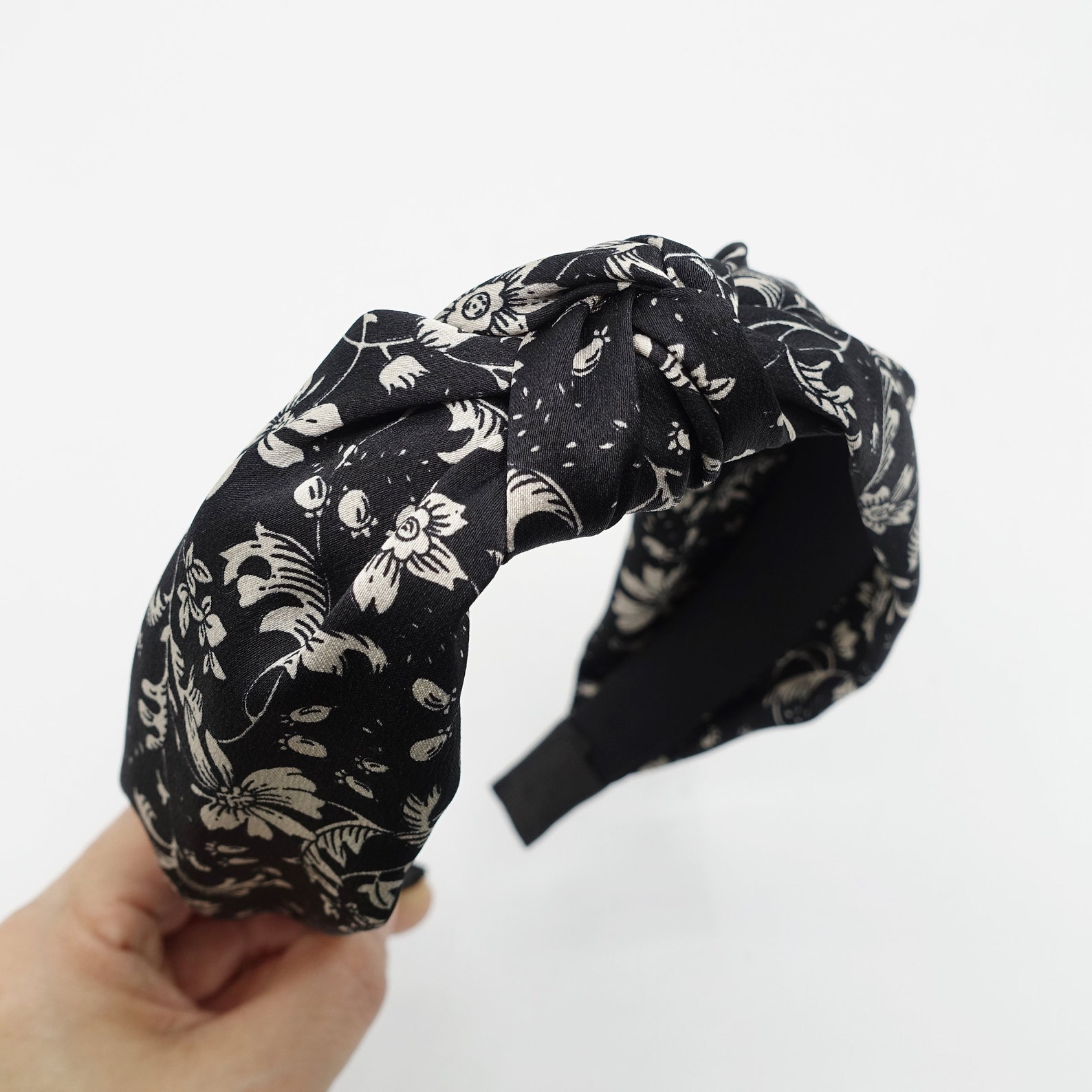 HAIRBAND WITH FLOWER PRINT IN CORNFLOWER BLUE SILK 398862
