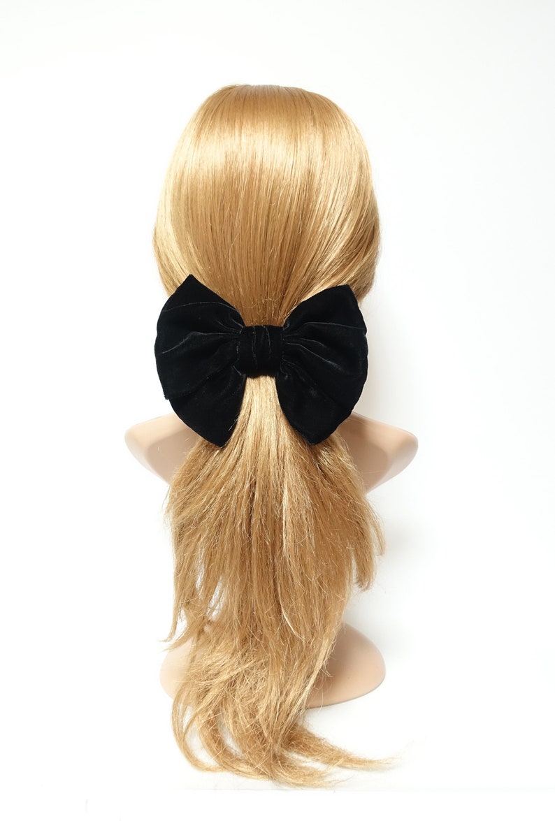 Black Velvet Hair Bow Barrette