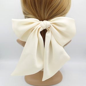satin giant hair bow french barrette wide tail oversized women hair accessory