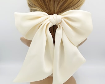 satin giant hair bow french barrette wide tail oversized women hair accessory