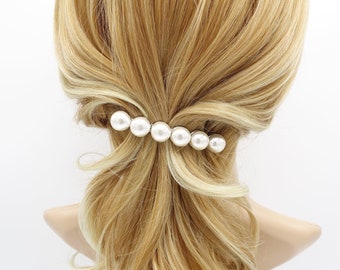 donuts pearl embellished french barrette women hair accessory