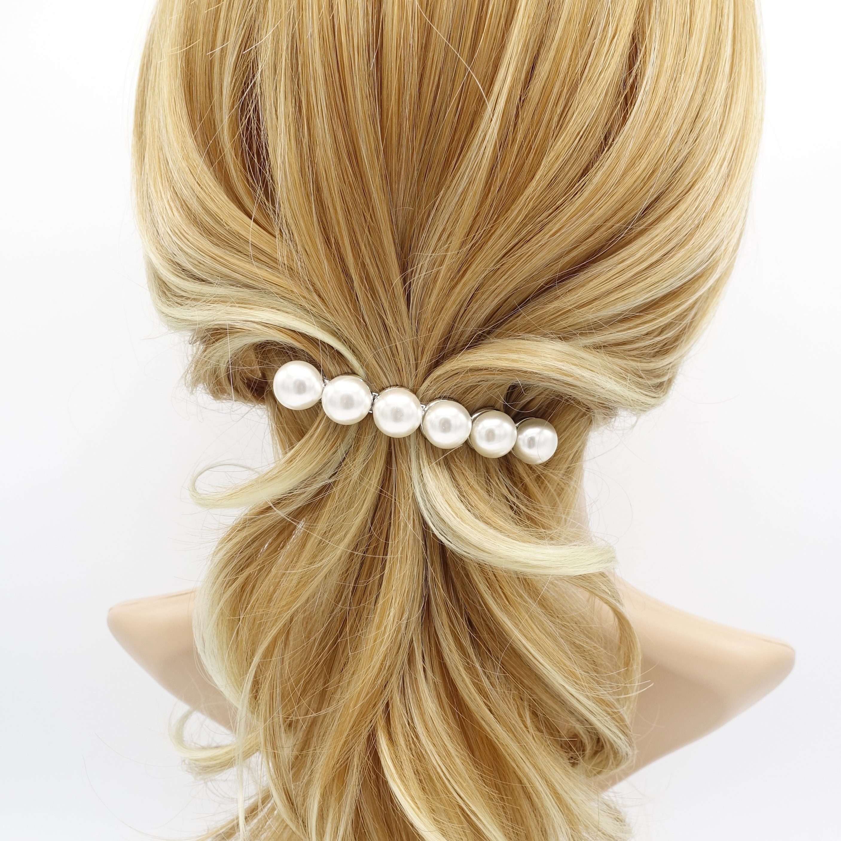 NEW HAIR ACCESSORIES:Hair clips  with faux pearls on gold tone base- Jeweled Hair Clips Set of Five – Teal Tiger Boutique main image 2