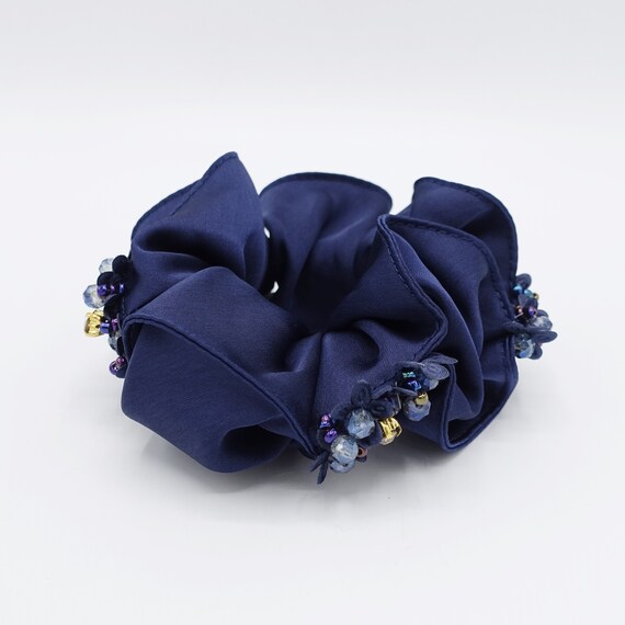 Satin Scrunchies Rhinestone Beads Embellished Scrunchie - Etsy display picture 3