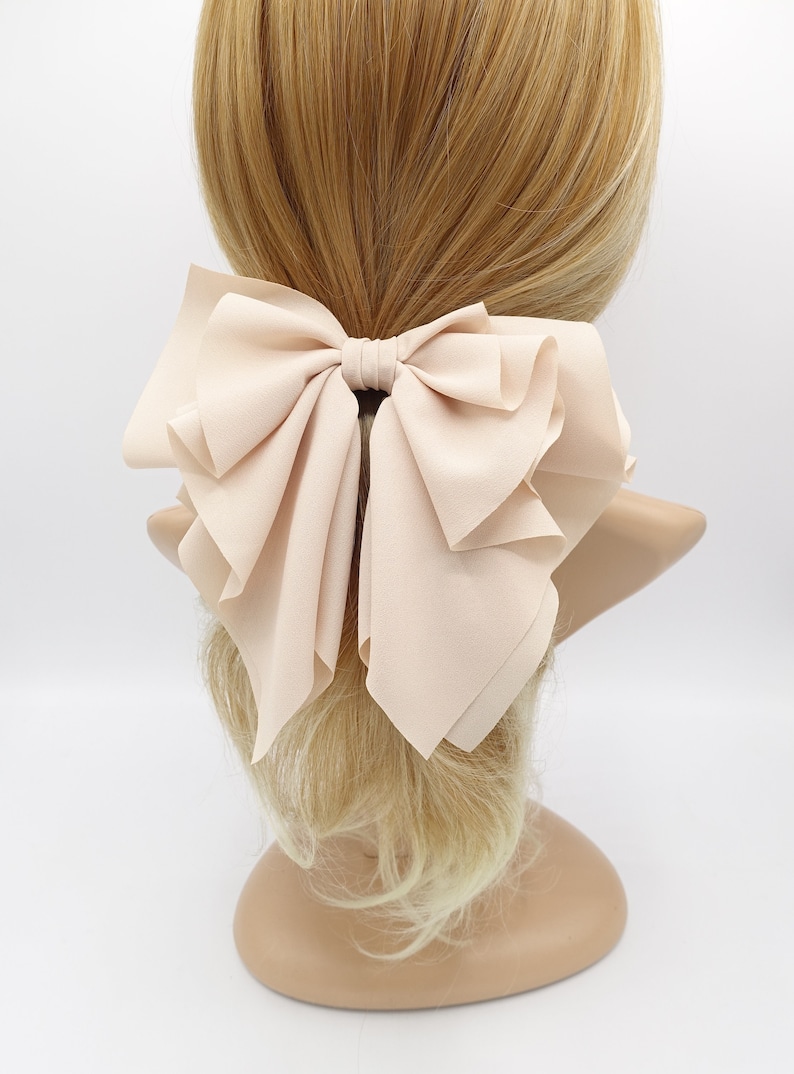 romance chiffon hair bow french barrette drape falling ruffle wave feminine style women hair clip image 5