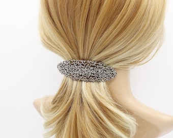 Baroque Steel Hair Barrette: Antique Style Flower & Leaves