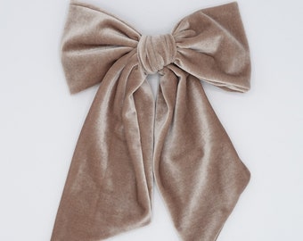 giant velvet bow french barrette wide tail women hair accessory
