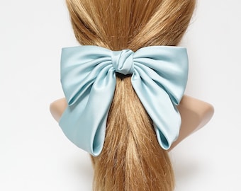 silk satin big K bow barrette glossy satin women hair accessory for women