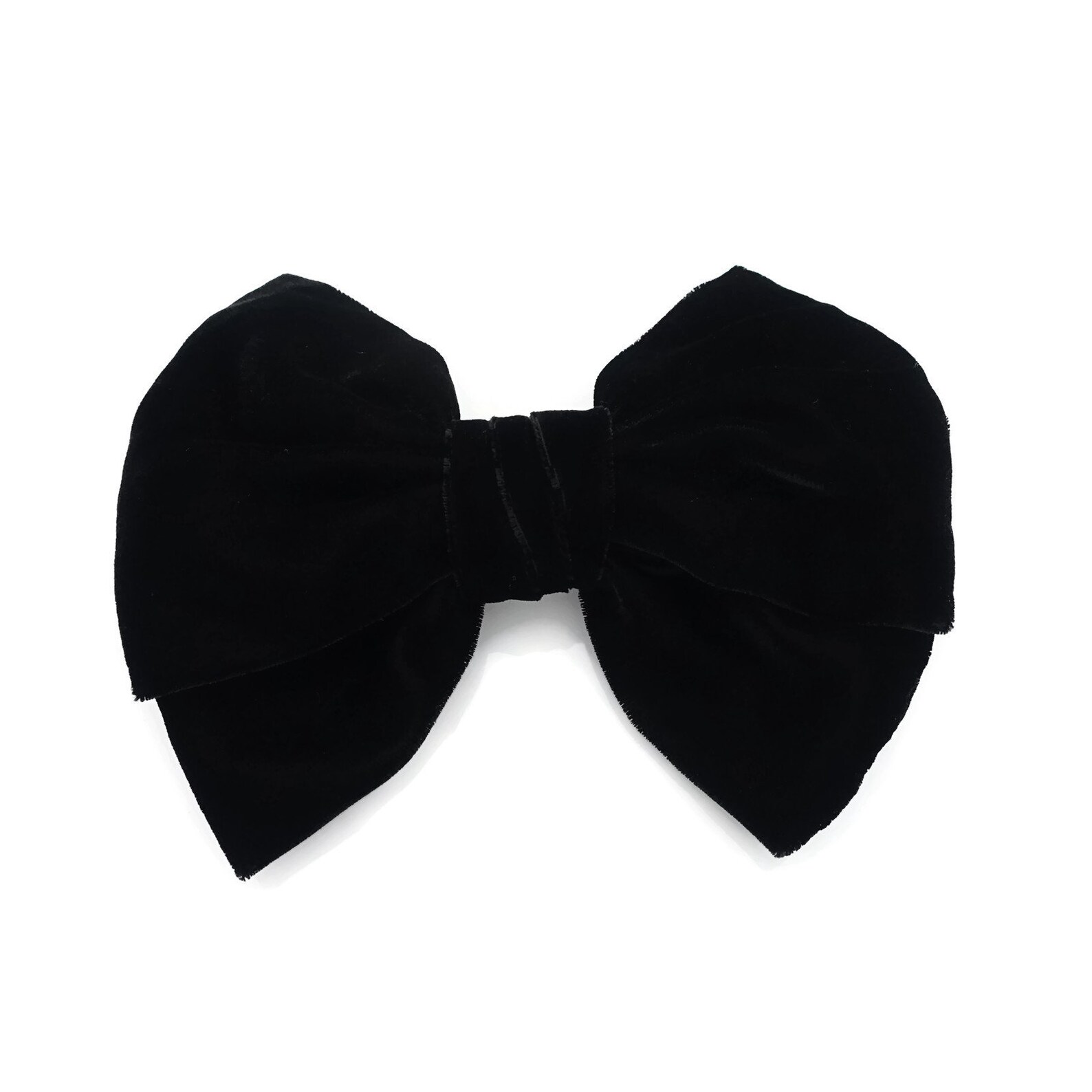 Black Silk Velvet Hair Bow Barrette Layered French Hair Etsy