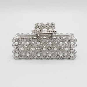 pearl rhinestone hair claw rectangle clutch bag pattern hair clamp for women