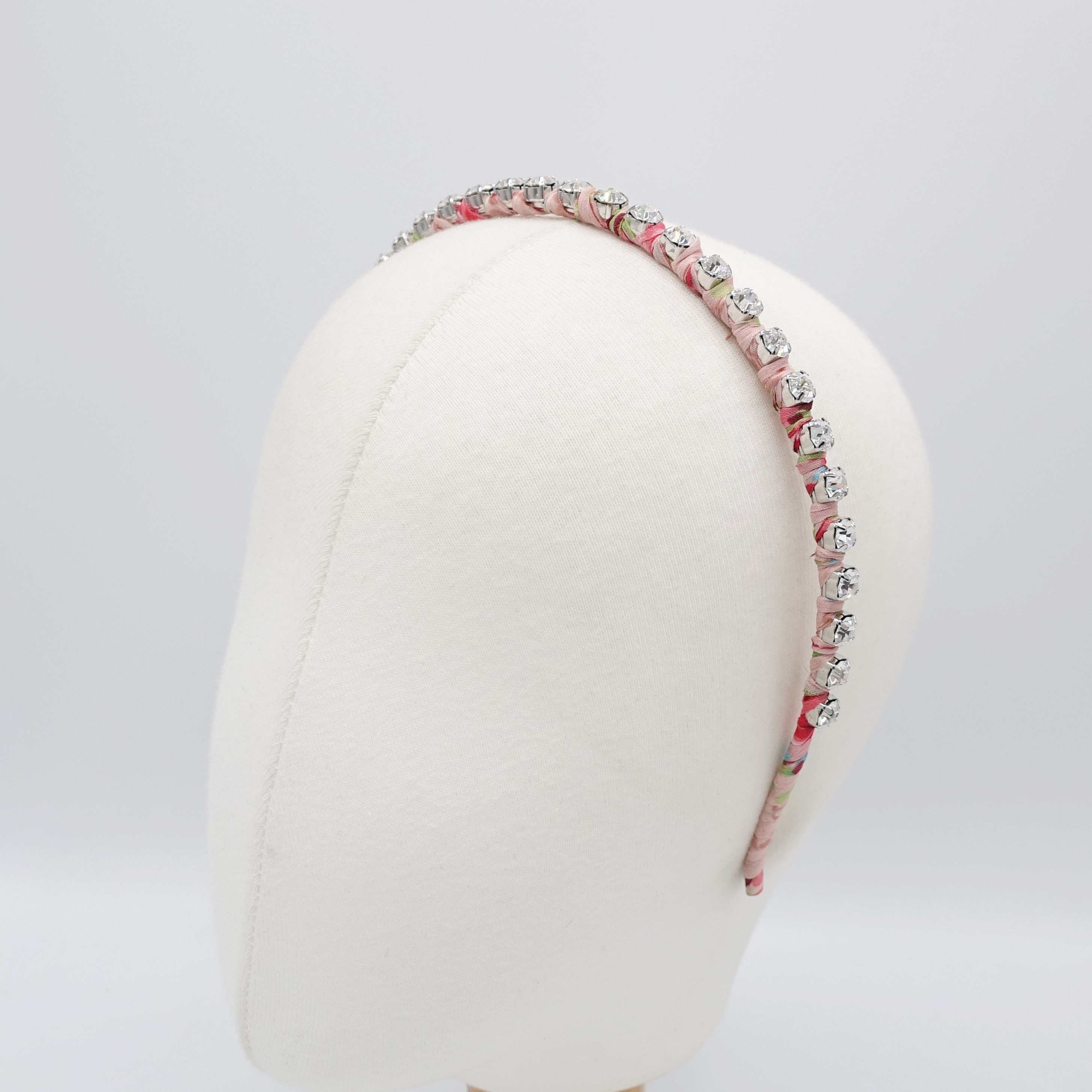 COPY - Shiny Rhinestone & Flower Fabric Headband Rhinestone Floral Fabric Wrap Headband - Etsy main image 4