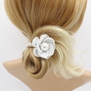 Women Hair Clip Claw Large Geometric Elegant Metal Pearl Flower Hair  Accessories