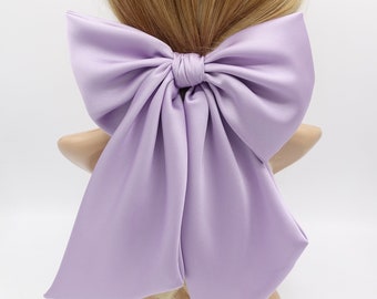 satin giant hair bow french barrette wide tail oversized women hair accessory