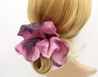 Oversized Tie Dye Organza Scrunchie: Gradient Hair Elastic