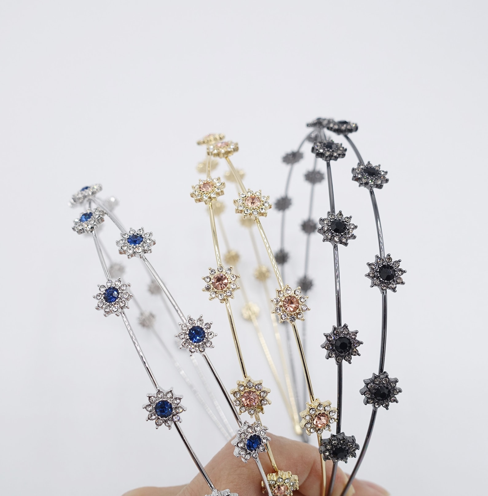 Stylish rhinestone floral headband main image 0
